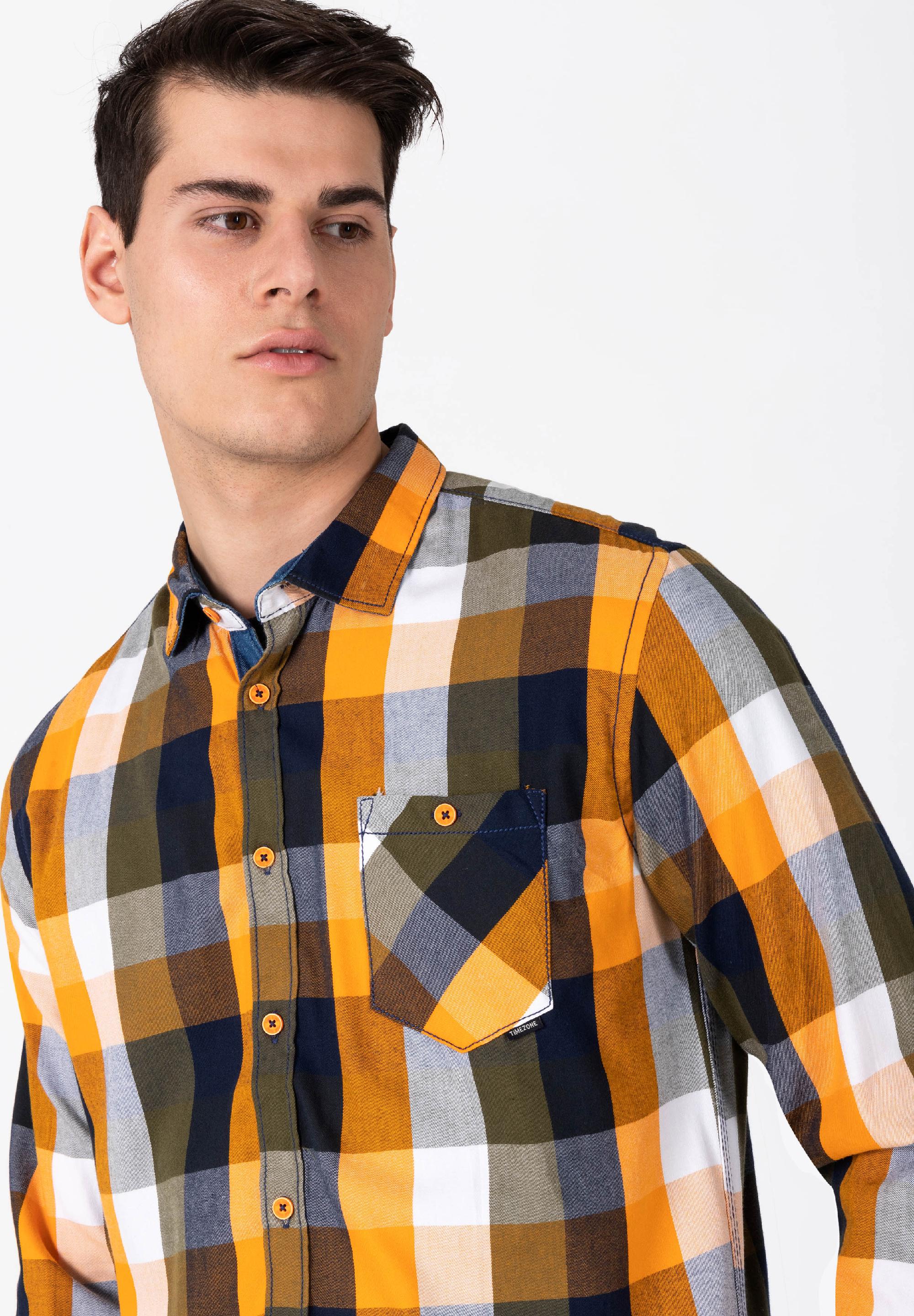 Effect Weave Check Shirt - kent collar