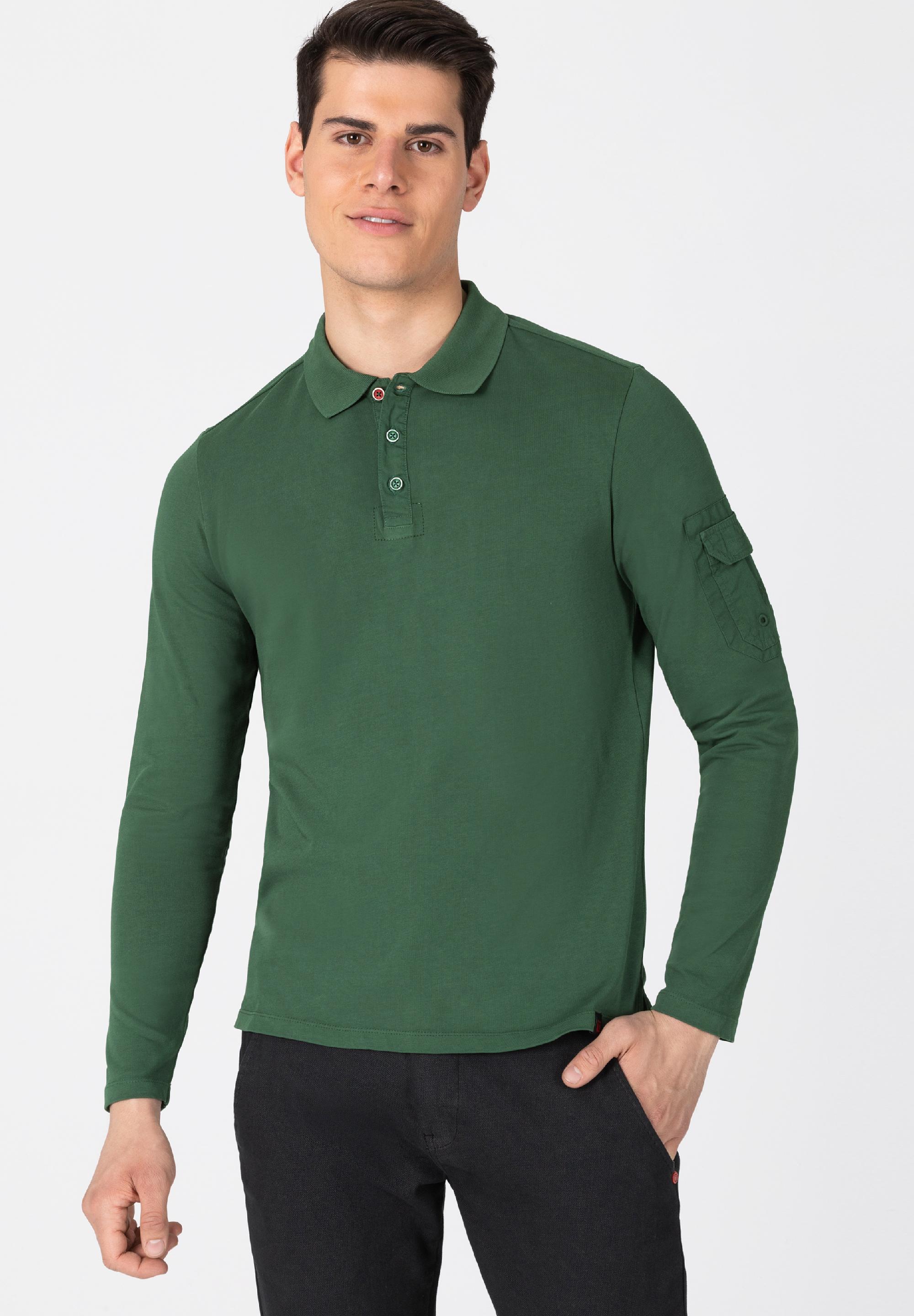 Fabric Mix Longsleeve Polo