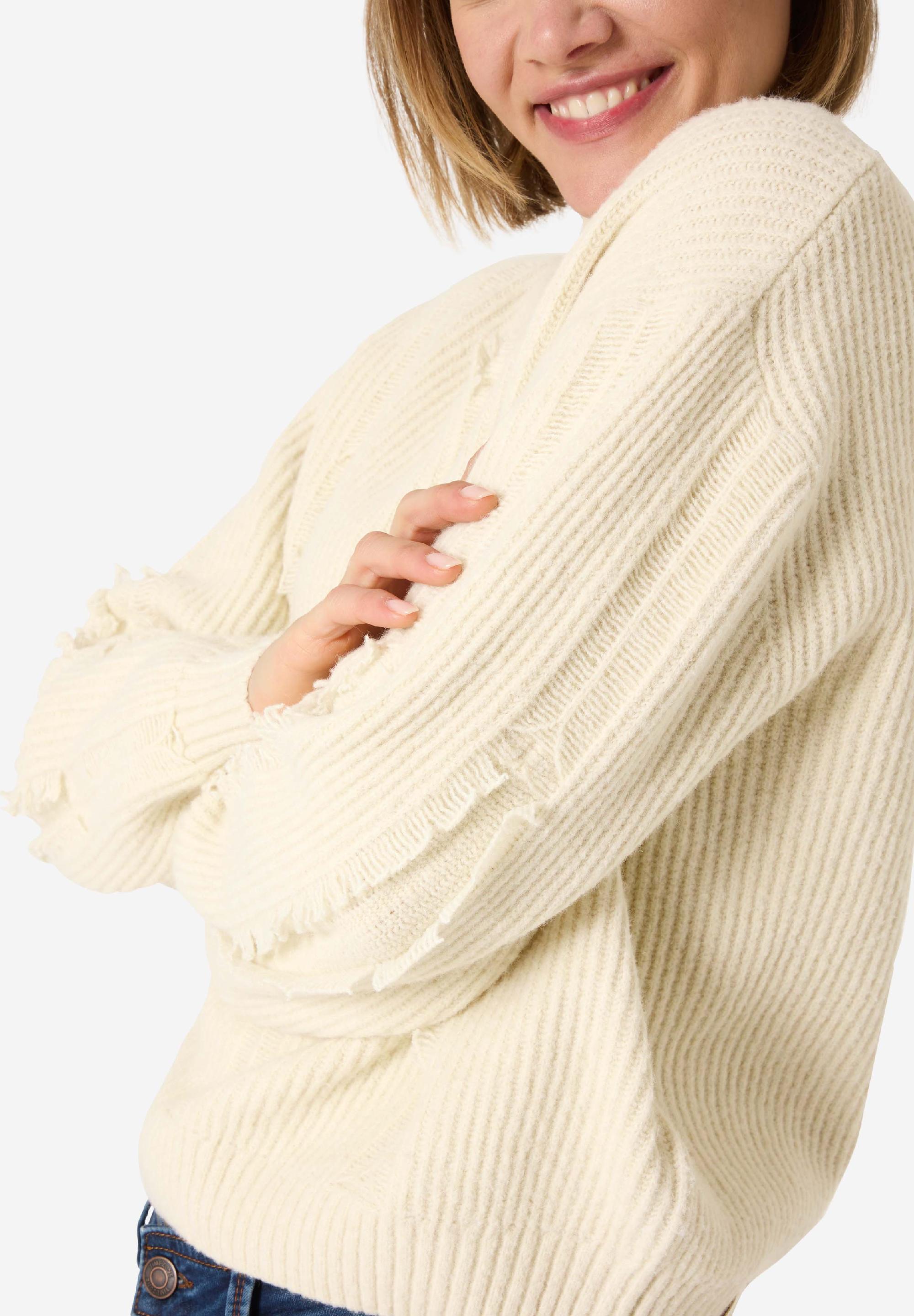 Fray Mock Neck Pullover