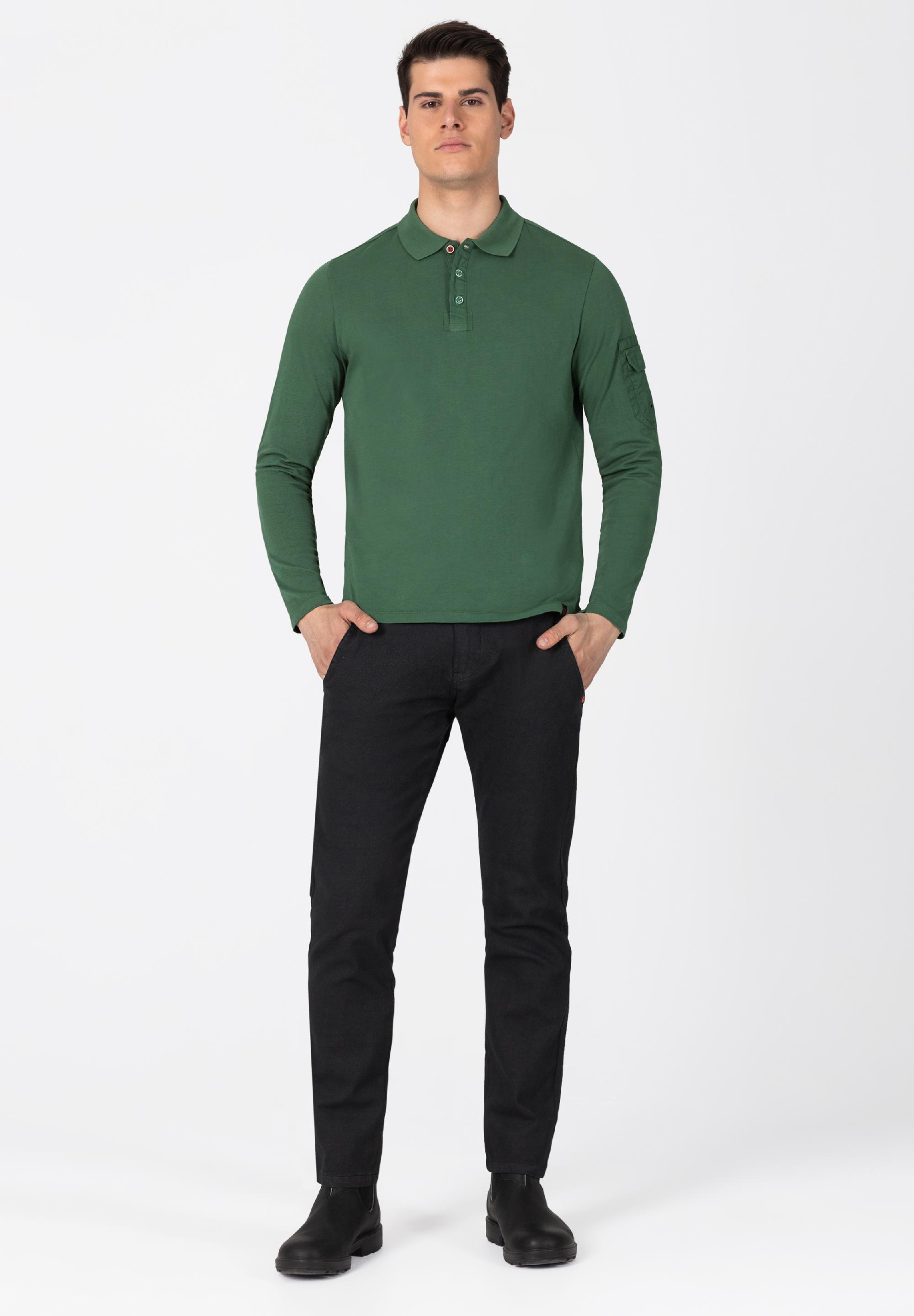 Fabric Mix Longsleeve Polo