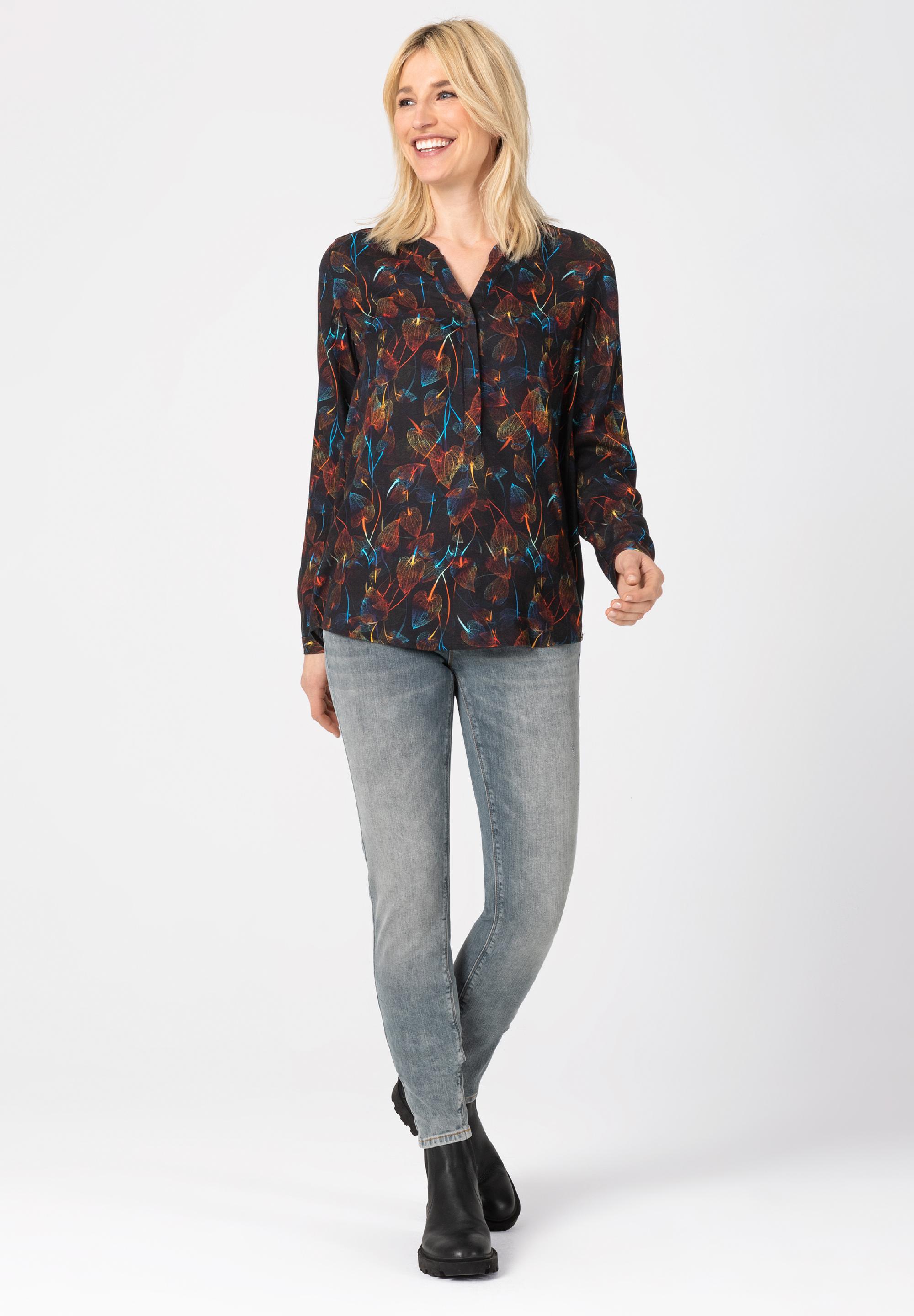 Printed Henley Blouse