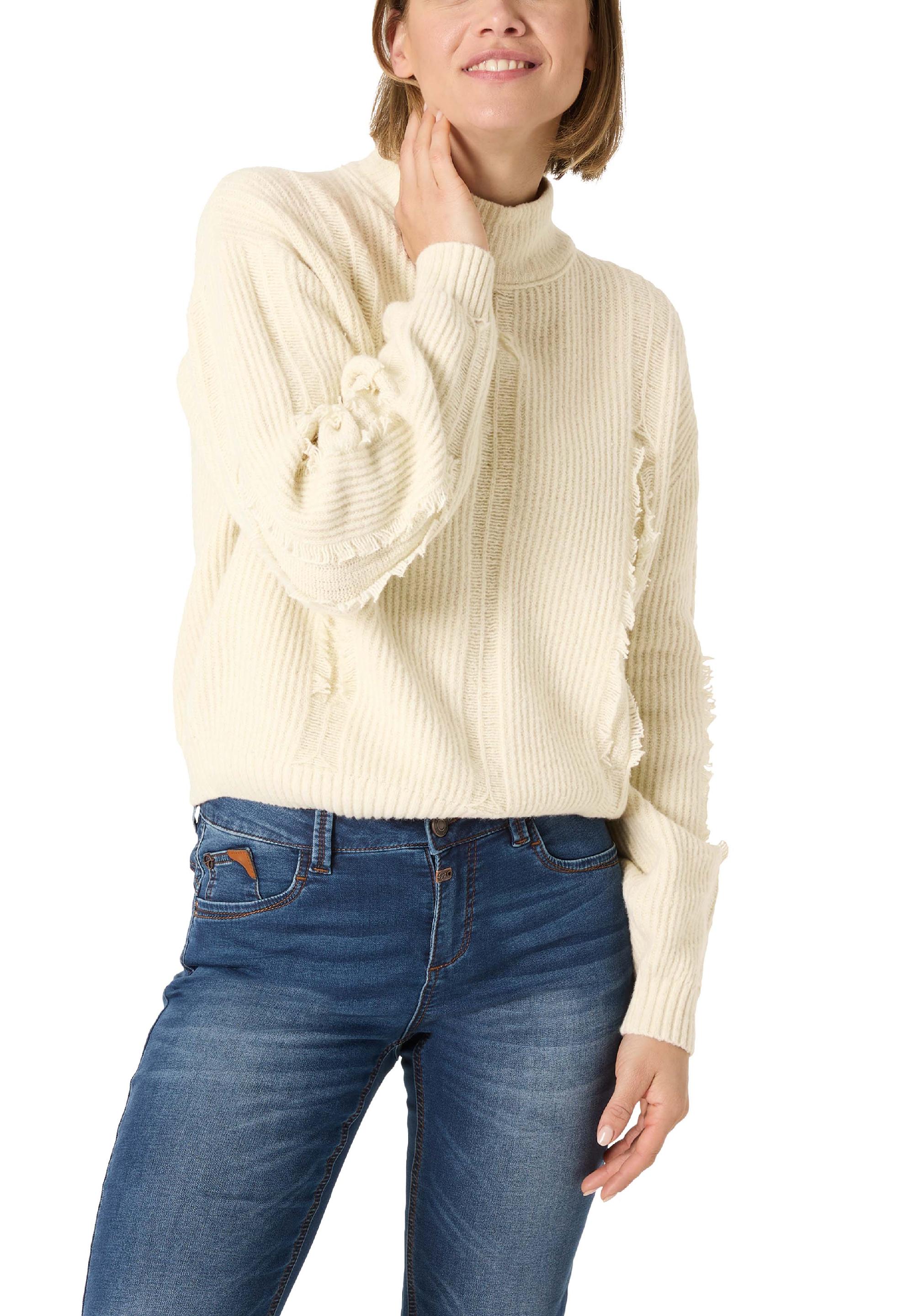 Fray Mock Neck Pullover