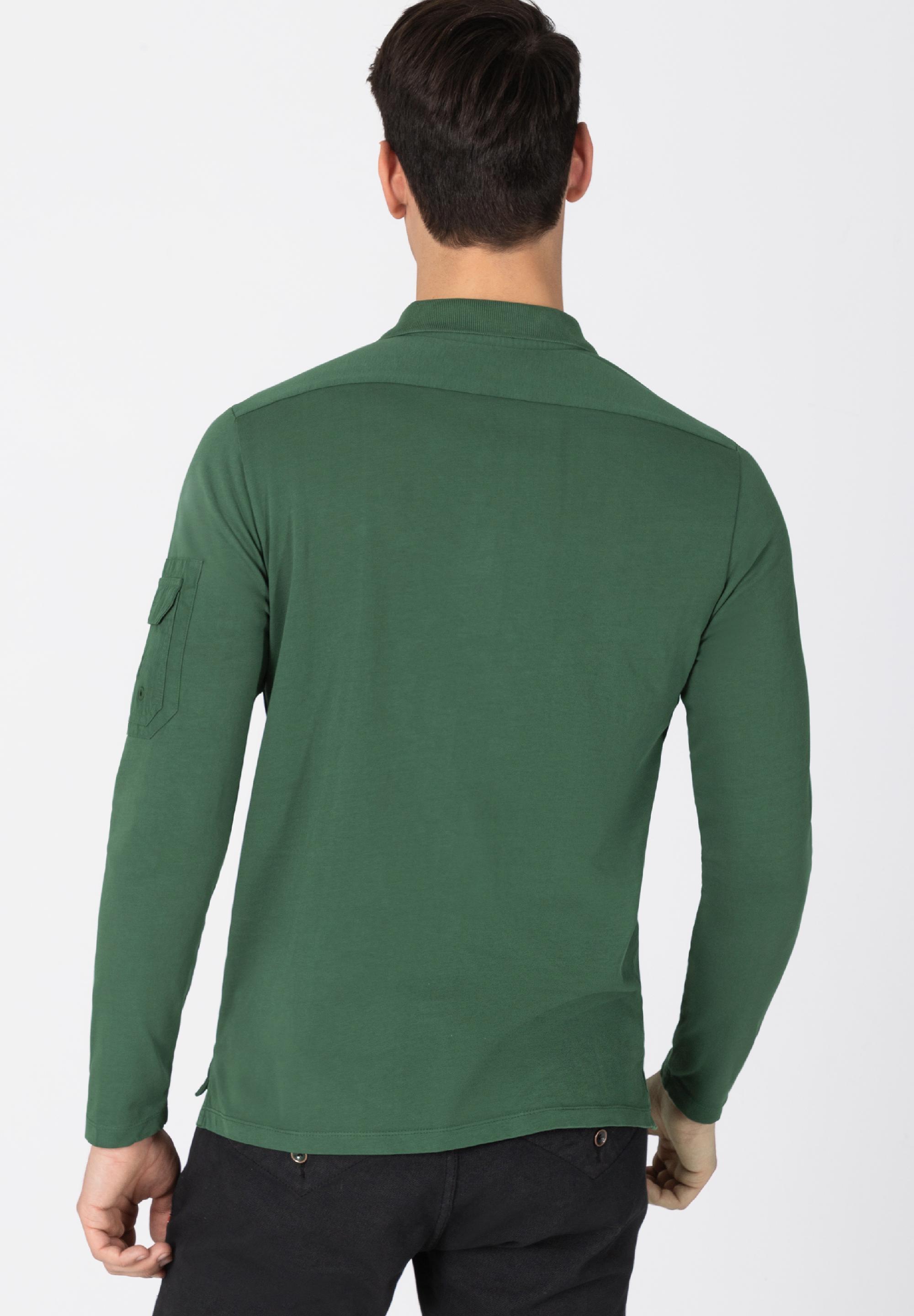 Fabric Mix Longsleeve Polo