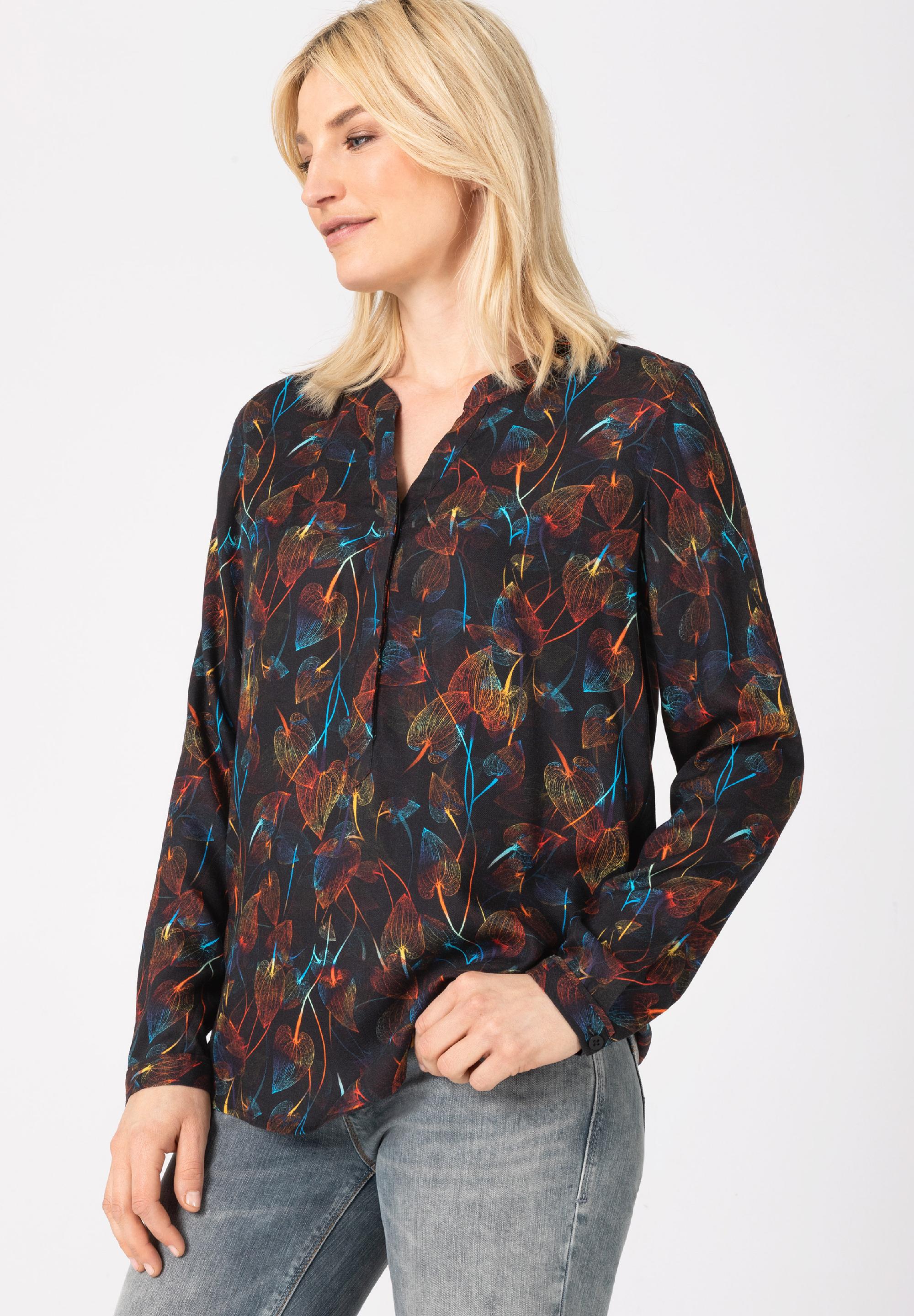 Printed Henley Blouse