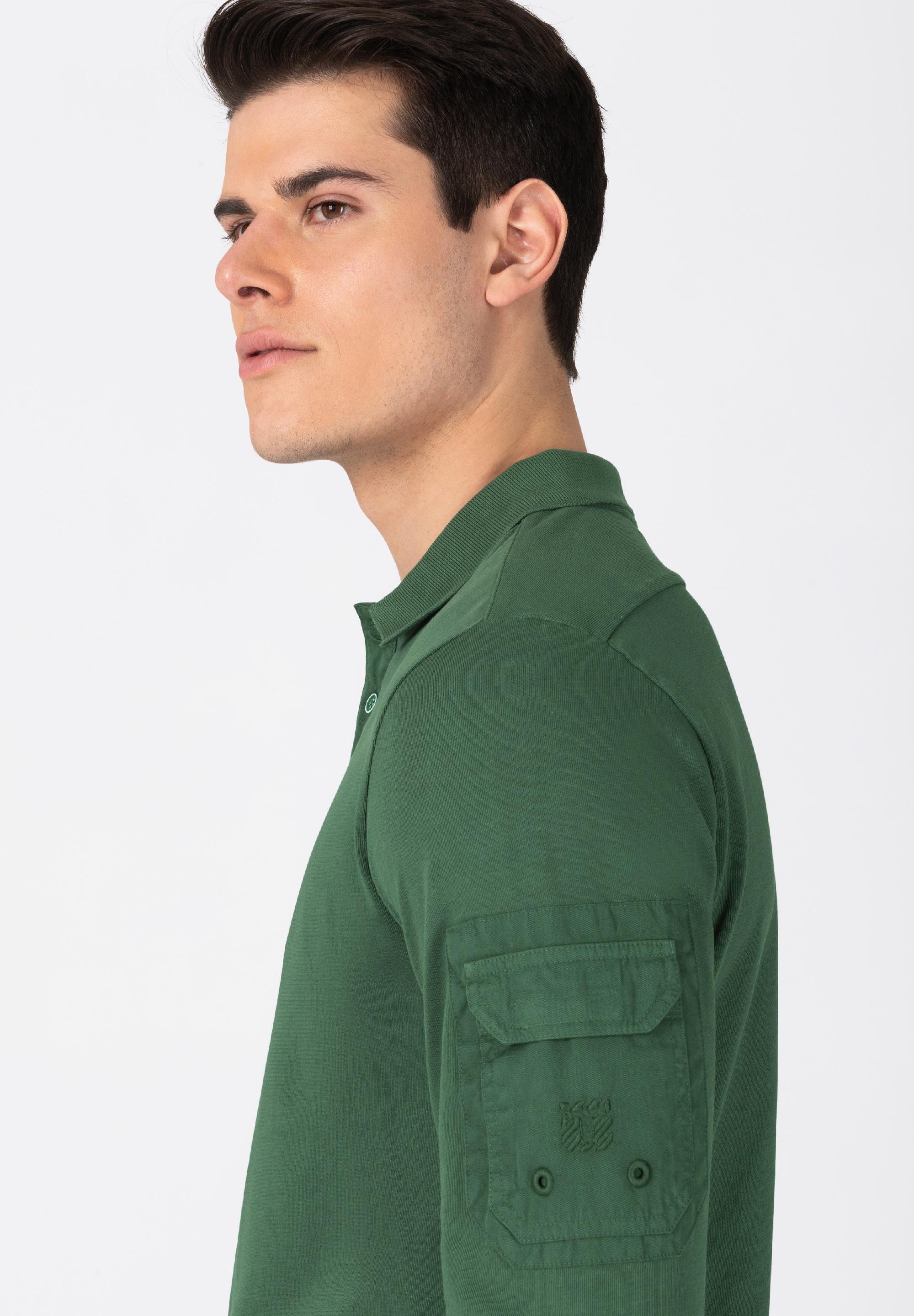 Fabric Mix Longsleeve Polo