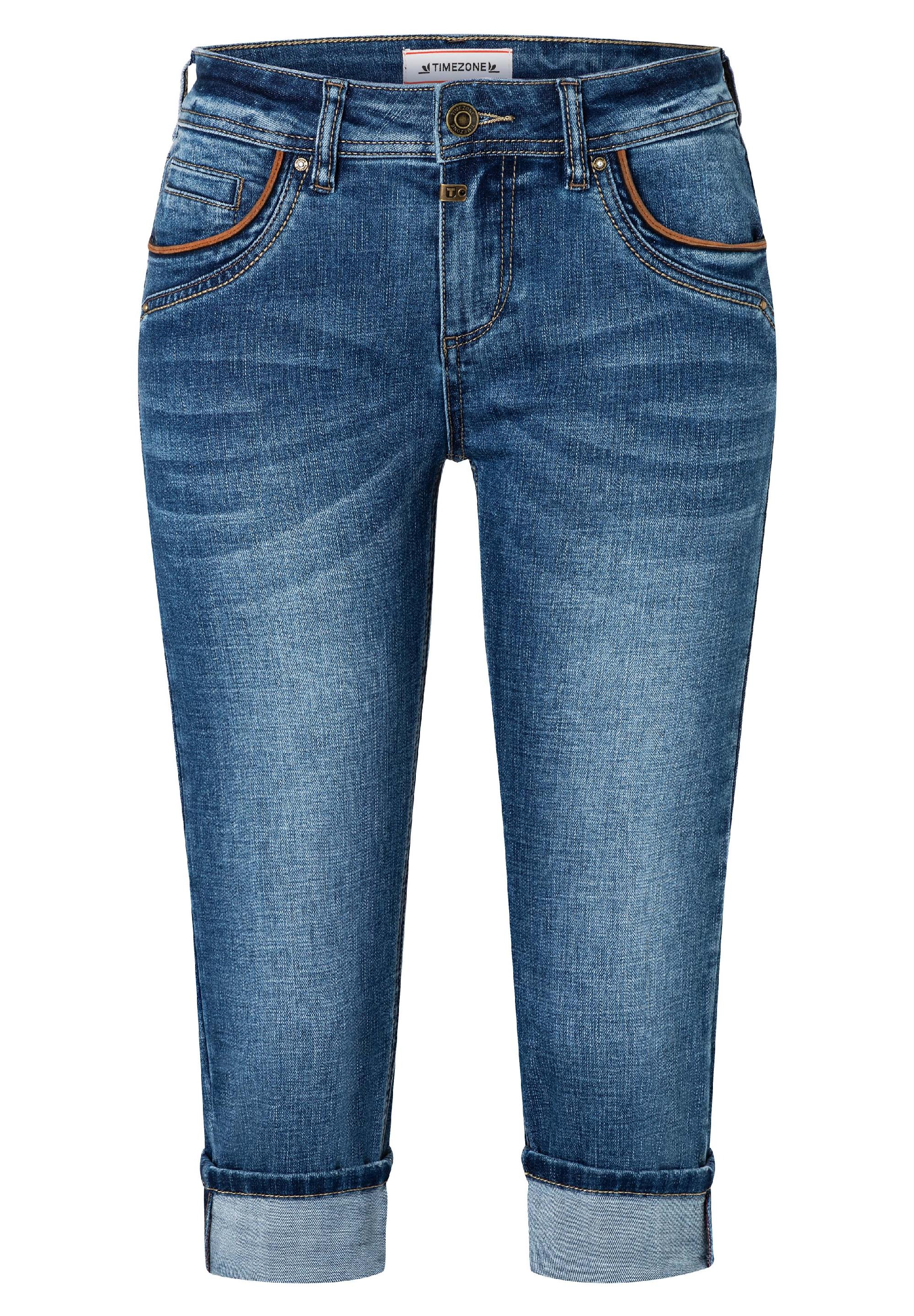 Damen Jeans aus Flex-Denim mit von Lederdetails TIMEZONE